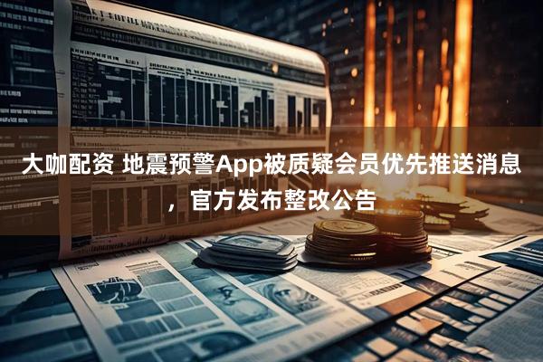 大咖配资 地震预警App被质疑会员优先推送消息，官方发布整改公告
